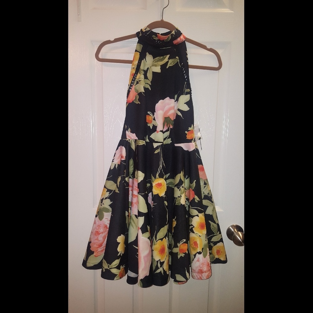 NWT. B darling black floral dress
